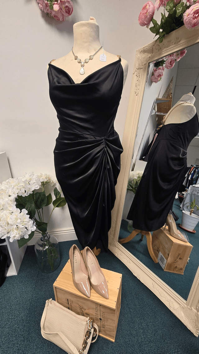 Black satin dress